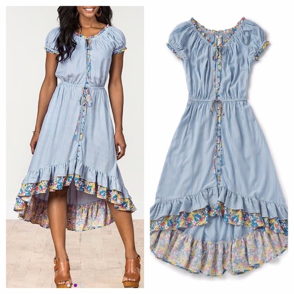 Matilda Jane Dresses & Skirts - Matilda Jane Come Away With Me Blue Stripe Dress